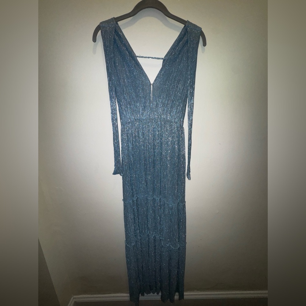 Sabina Musayev Elegant Shimmering Blue Cocktail Gown